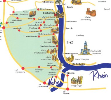 Karte Rheinverlauf Verbandsgemeinde Rhein-Nahe